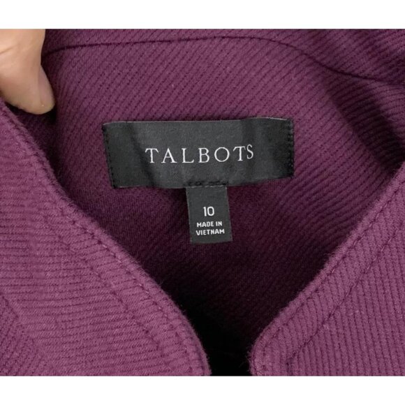 TALBOTS Womens Purple Button Up Front Military Blazer Coat Jacket Size 10 - Picture 5 of 6